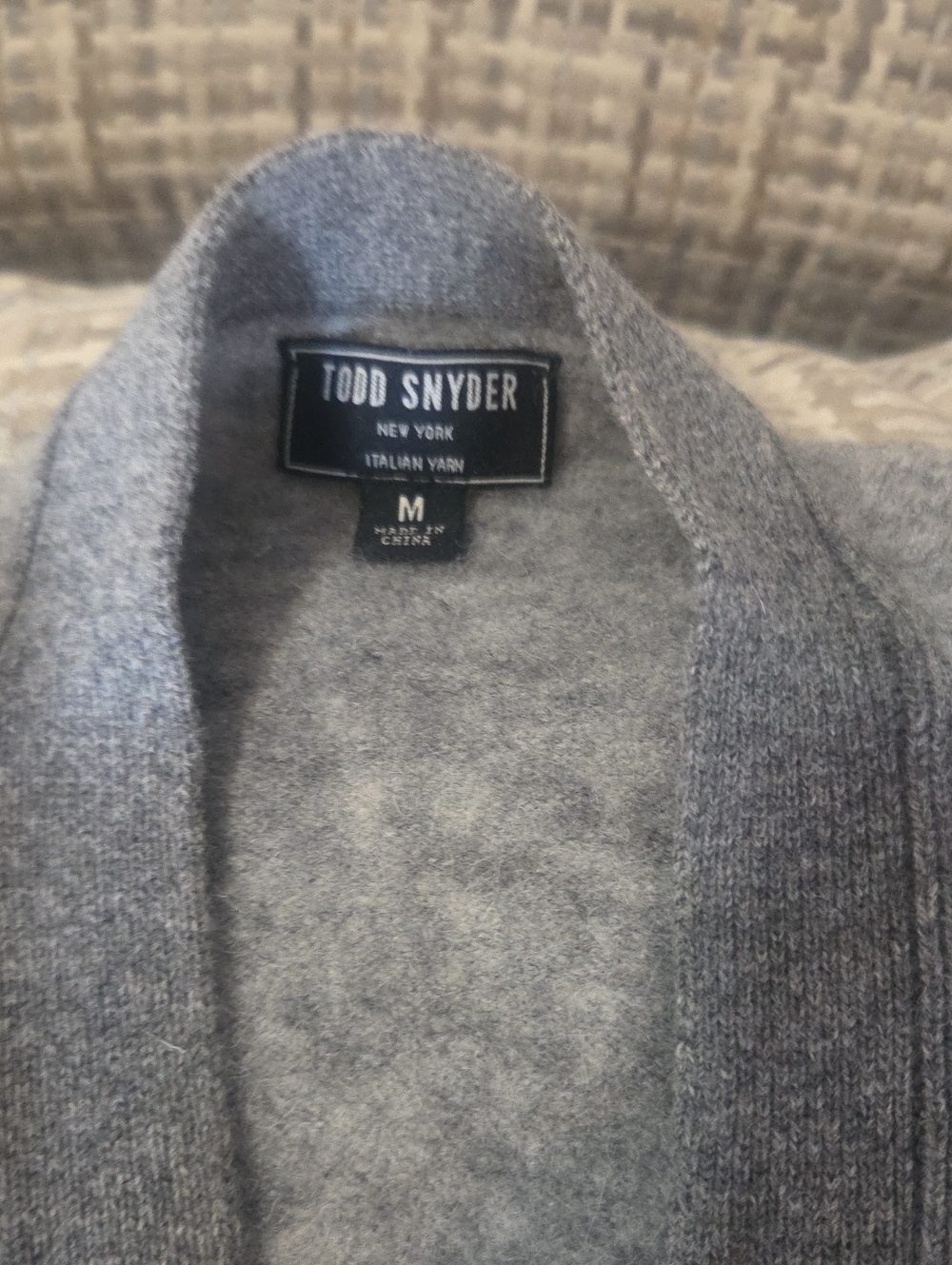 Todd Snyder Men's Gray Shawl Collar Cardigan Button Up Size Medium